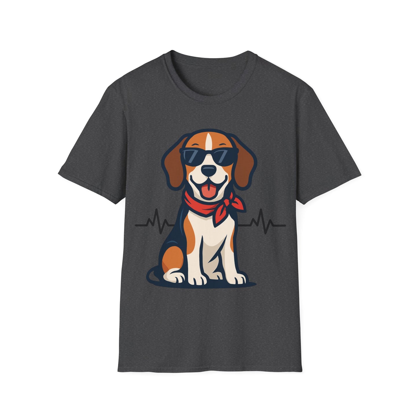 Beagle With Heartbeat And Cool Sunglasses Dog Unisex T-Shirt