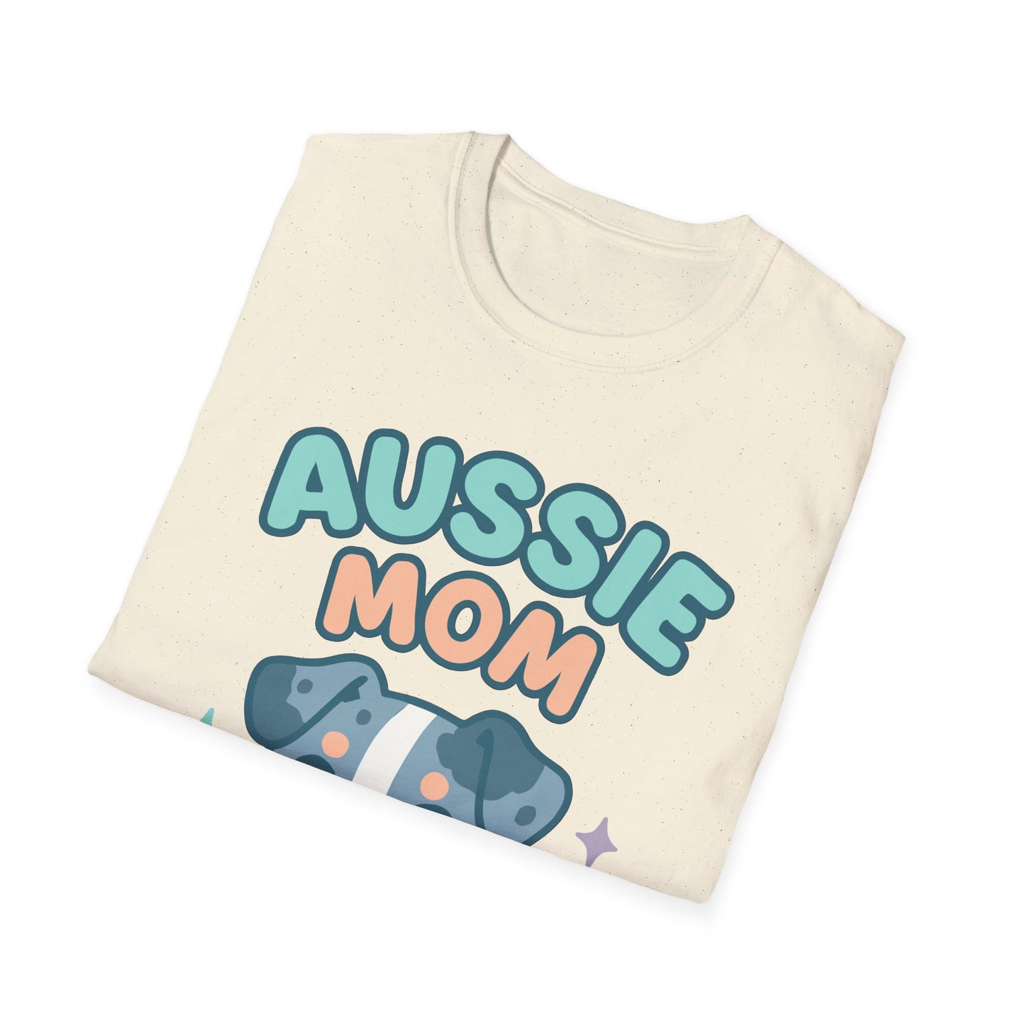 Aussie Mama Soft Cartoon Australian Shepherd Design Unisex T-Shirt