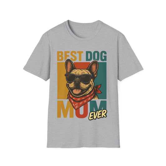 Best Dog Mom Ever French Bulldog With Retro Colors Unisex T-Shirt