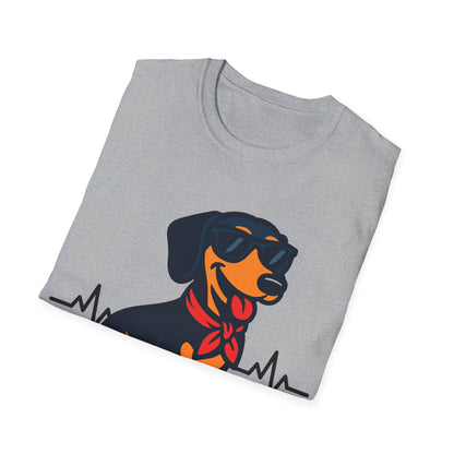 Dachshund With Heartbeat And Cool Sunglasses Dog Unisex T-Shirt