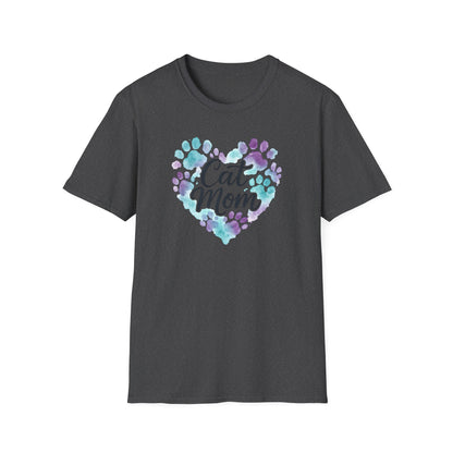 Watercolor Cat Mom Heart T-Shirt