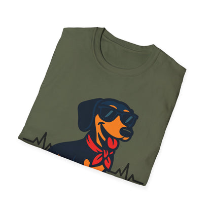 Dachshund With Heartbeat And Cool Sunglasses Dog Unisex T-Shirt