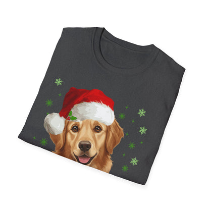Christmas Golden Retriever in Santa Hat Unisex T-Shirt