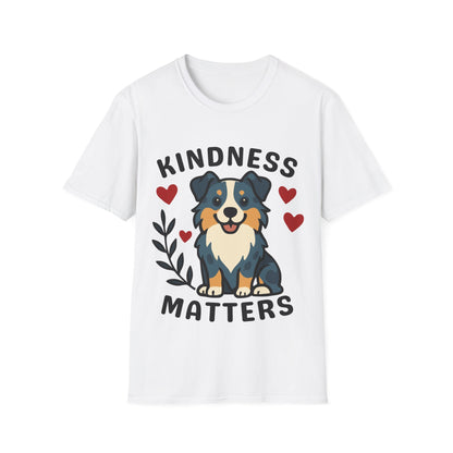 Kindness Matters Australian Shepherd Unisex T-Shirt — Cute Cartoon Dog Tee