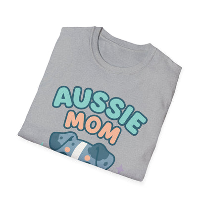 Aussie Mama Soft Cartoon Australian Shepherd Design Unisex T-Shirt