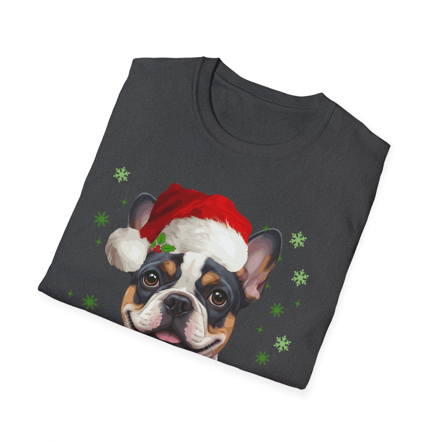 Christmas French Bulldog in Santa Hat Unisex T-Shirt