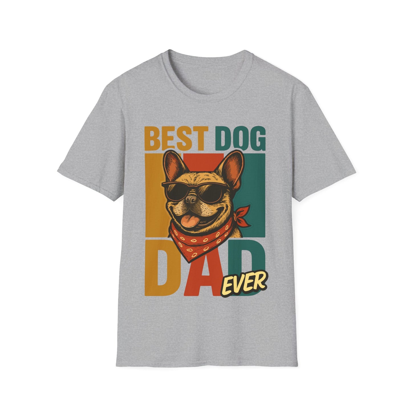 Best Dog Dad Ever French Bulldog With Retro Colors Unisex T-Shirt