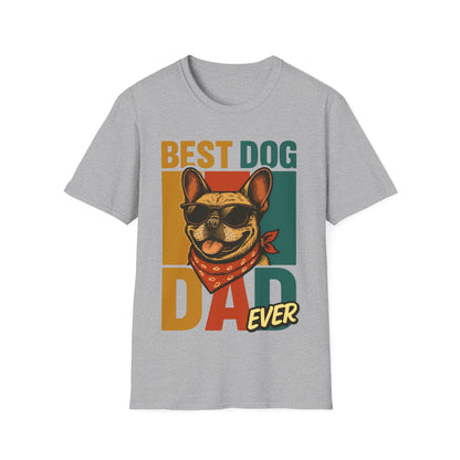 Best Dog Dad Ever French Bulldog With Retro Colors Unisex T-Shirt