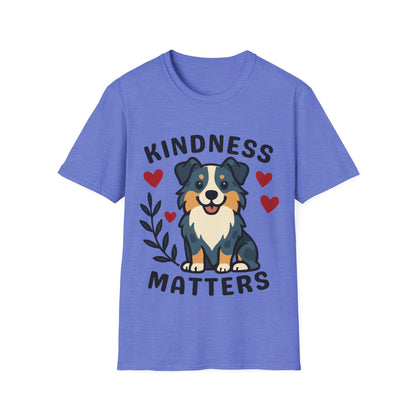 Kindness Matters Australian Shepherd Unisex T-Shirt — Cute Cartoon Dog Tee