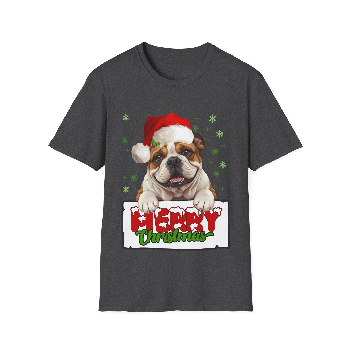 Christmas Bulldog in Santa Hat Unisex T-Shirt