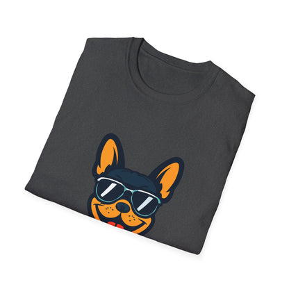 French Bulldog With Heartbeat And Cool Sunglasses Dog Unisex T-Shirt