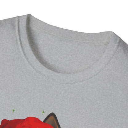 Merry Christmas Cute German Shepherd in Santa Hat Unisex T-Shirt