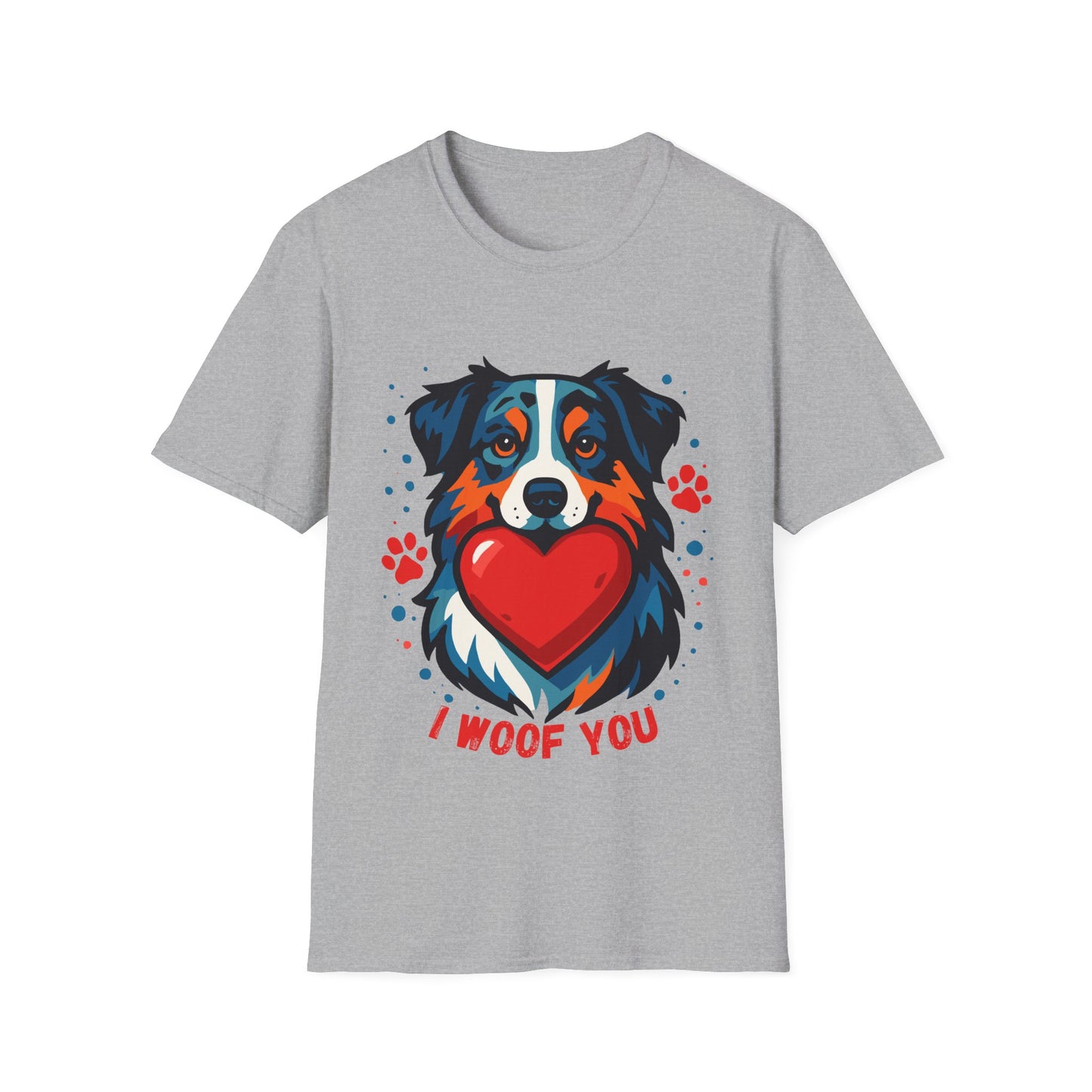 I Woof You Australian Shepherd UnisexT-Shirt — Vibrant Design