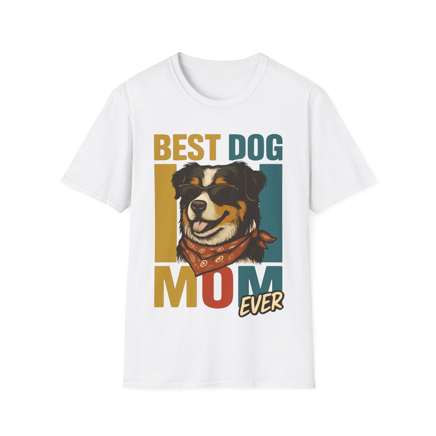 Australian Shepherd Best Dog Mom Ever With Retro Colors Unisex T-Shirt