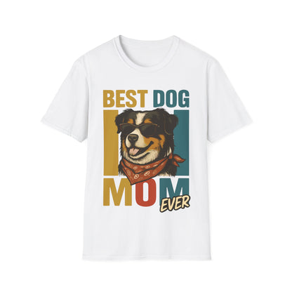 Australian Shepherd Best Dog Mom Ever With Retro Colors Unisex T-Shirt