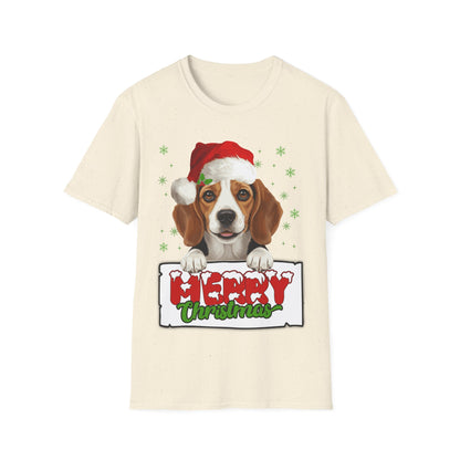 Christmas Beagle in Santa Hat Unisex T-Shirt
