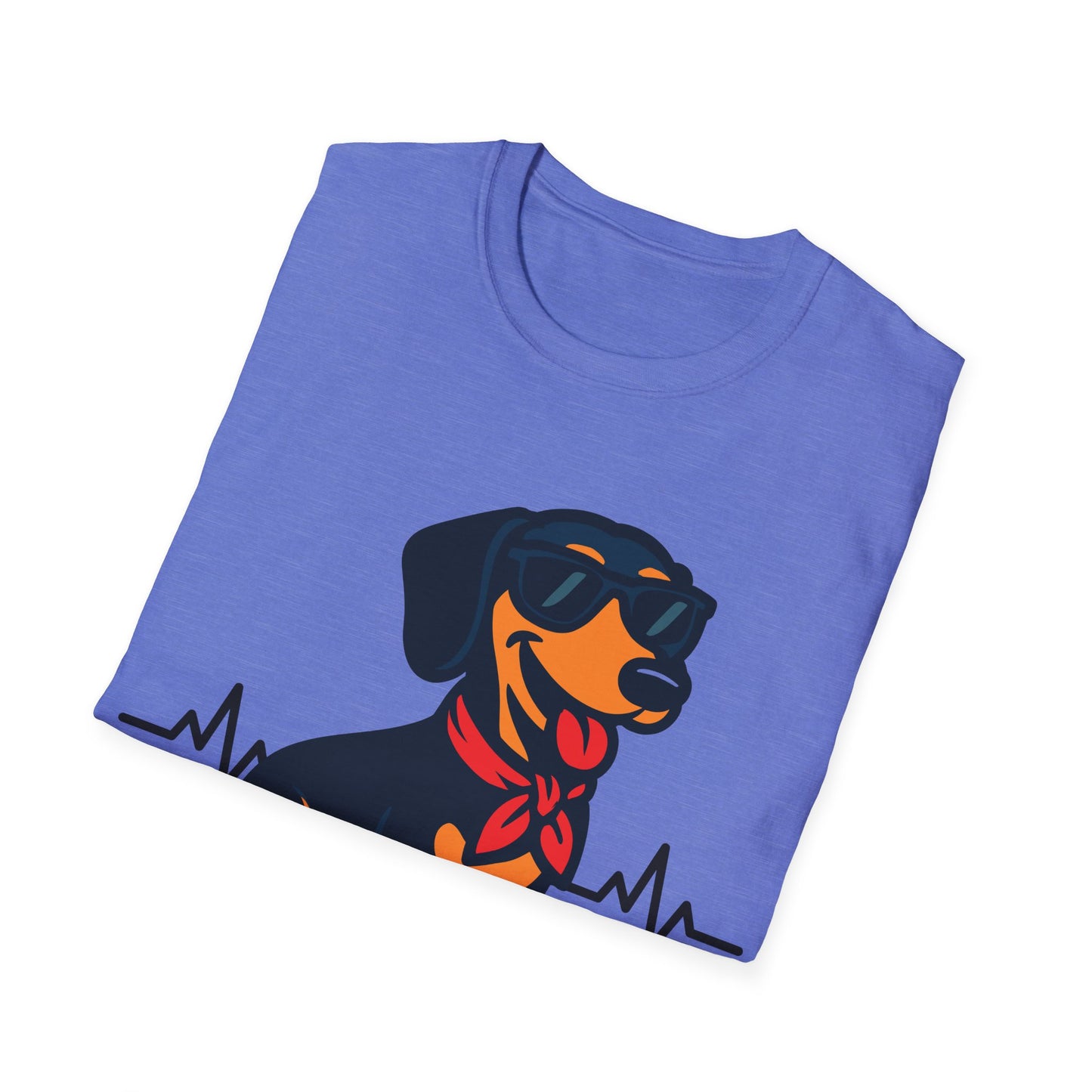 Dachshund With Heartbeat And Cool Sunglasses Dog Unisex T-Shirt