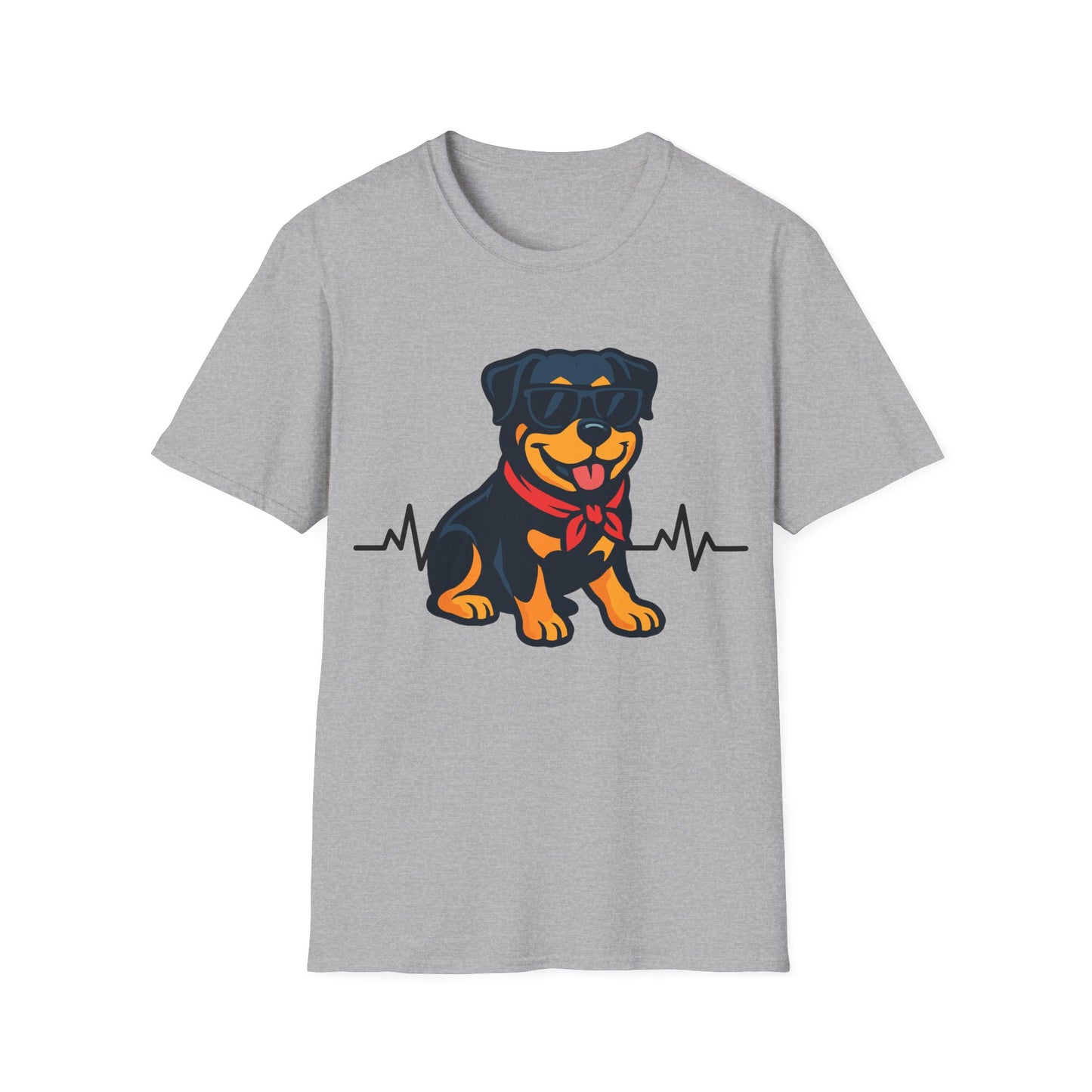 Rottweiler With Heartbeat And Cool Sunglasses Dog Unisex T-Shirt