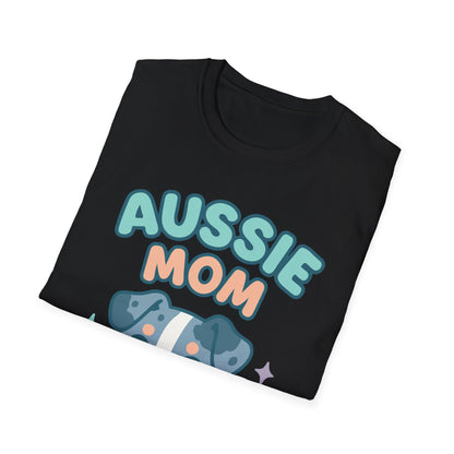 Aussie Mama Soft Cartoon Australian Shepherd Design Unisex T-Shirt