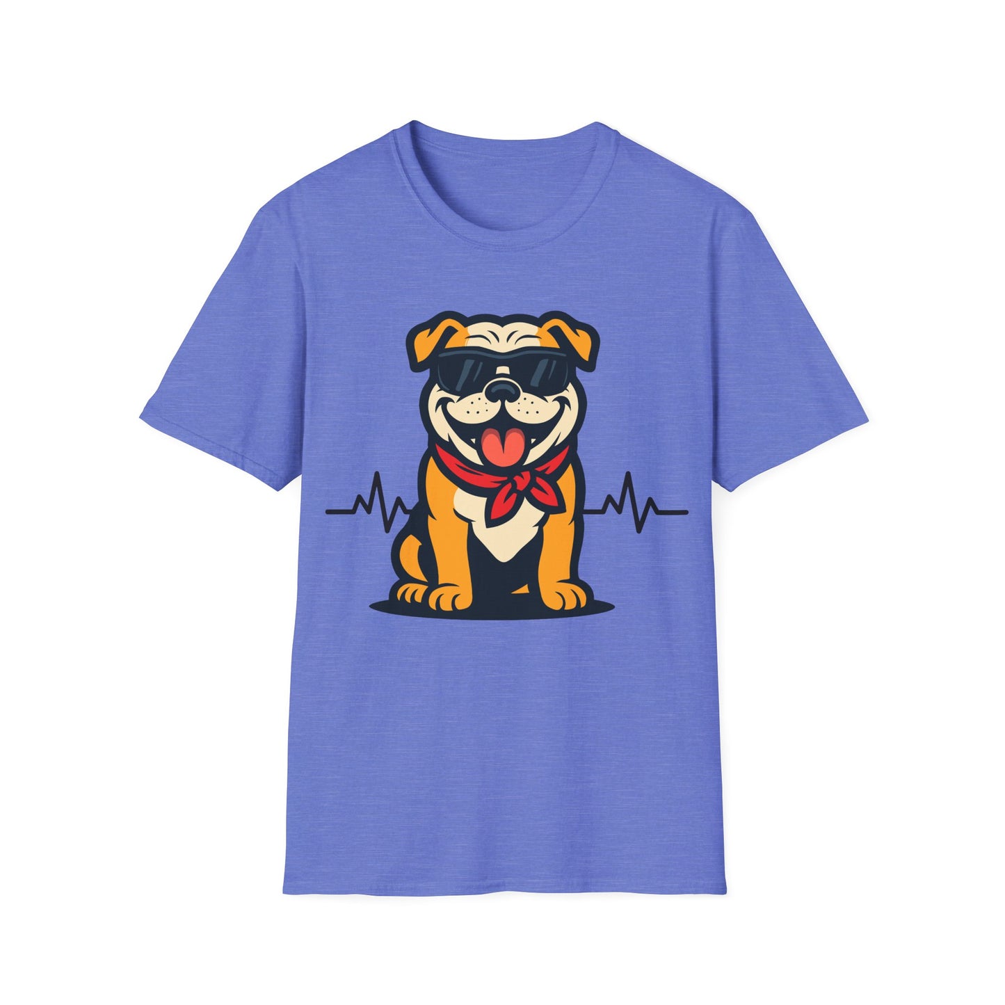 Bulldog With Heartbeat And Cool Sunglasses Dog Unisex T-Shirt
