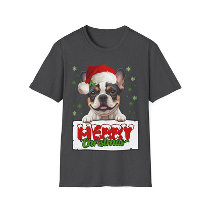 Christmas French Bulldog in Santa Hat Unisex T-Shirt