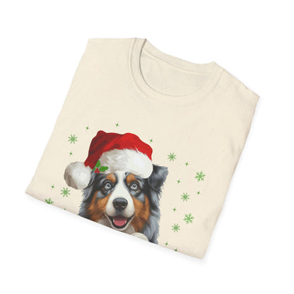 Christmas Aussie in Santa Hat Unisex T-Shirt