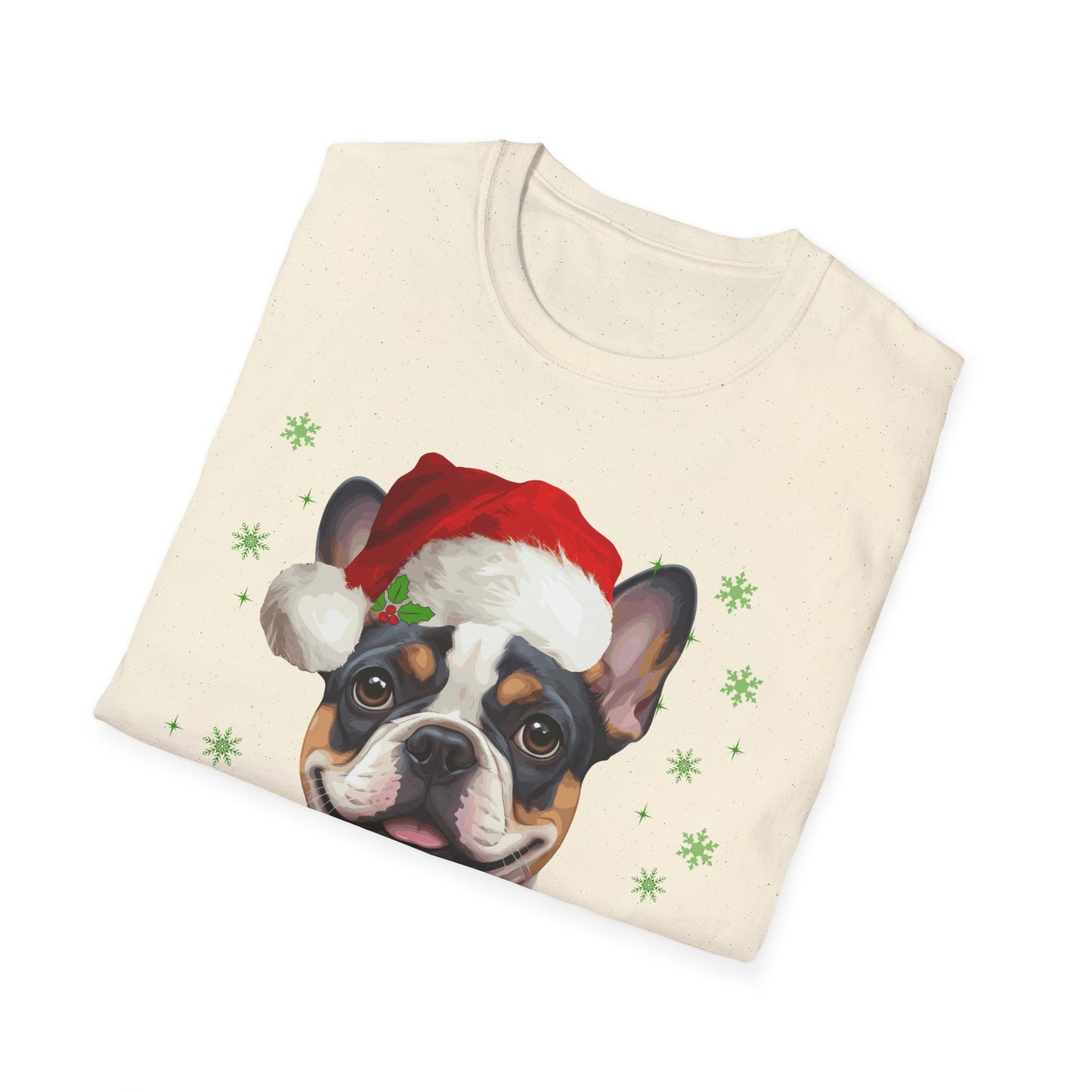 Christmas French Bulldog in Santa Hat Unisex T-Shirt
