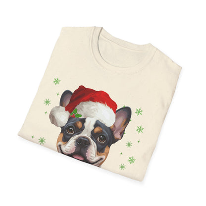 Christmas French Bulldog in Santa Hat Unisex T-Shirt