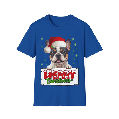 Christmas French Bulldog in Santa Hat Unisex T-Shirt