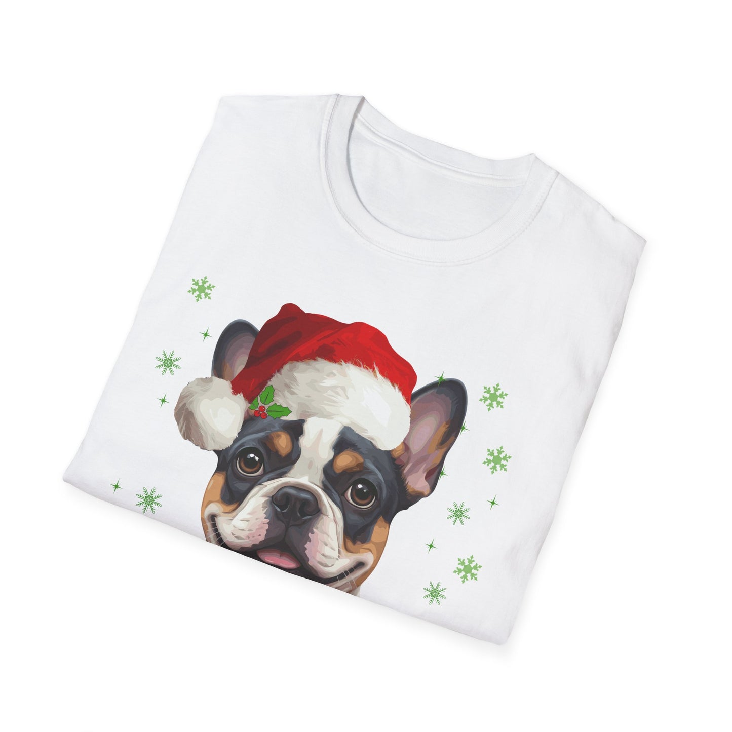 Christmas French Bulldog in Santa Hat Unisex T-Shirt