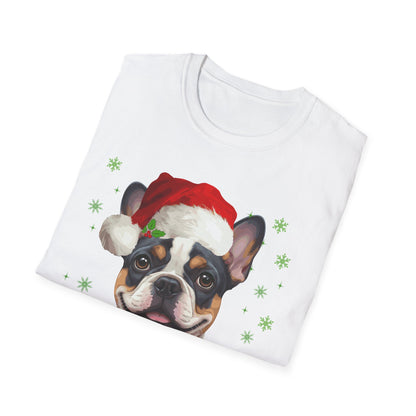 Christmas French Bulldog in Santa Hat Unisex T-Shirt
