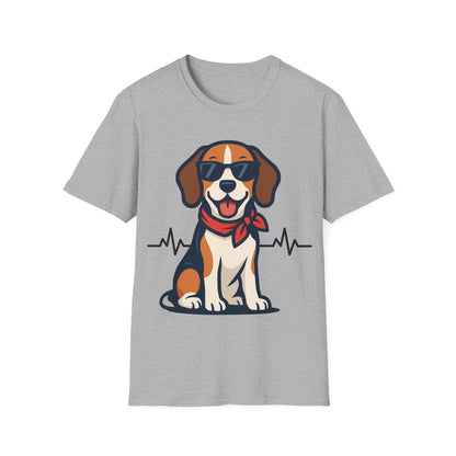 Beagle With Heartbeat And Cool Sunglasses Dog Unisex T-Shirt