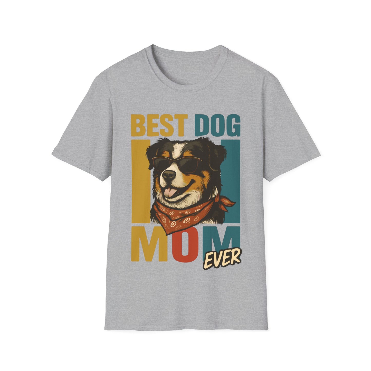 Australian Shepherd Best Dog Mom Ever With Retro Colors Unisex T-Shirt