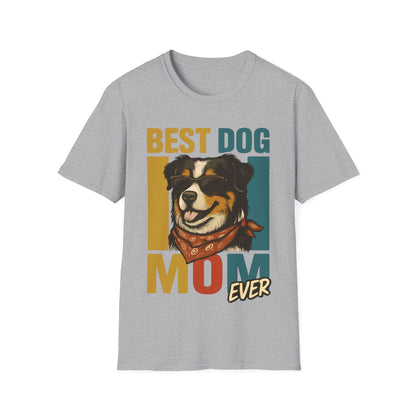 Australian Shepherd Best Dog Mom Ever With Retro Colors Unisex T-Shirt