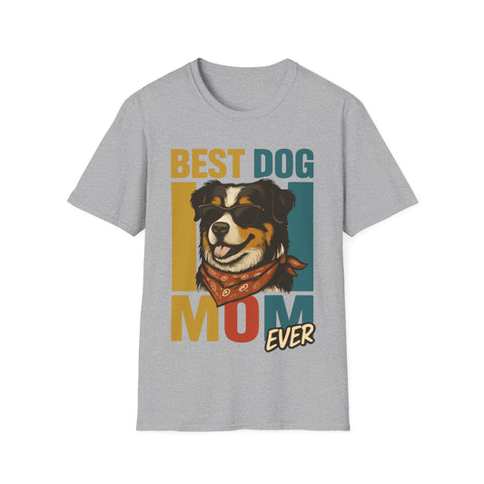 Australian Shepherd Best Dog Mom Ever With Retro Colors Unisex T-Shirt