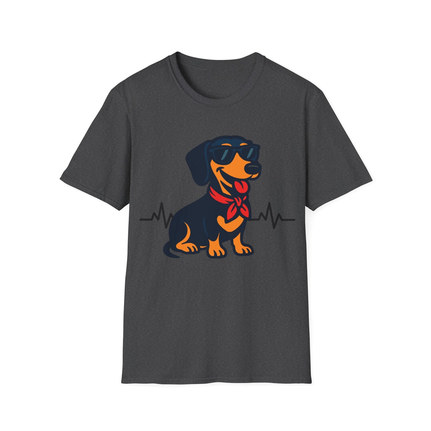Dachshund With Heartbeat And Cool Sunglasses Dog Unisex T-Shirt