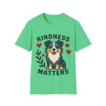 Kindness Matters Australian Shepherd Unisex T-Shirt — Cute Cartoon Dog Tee