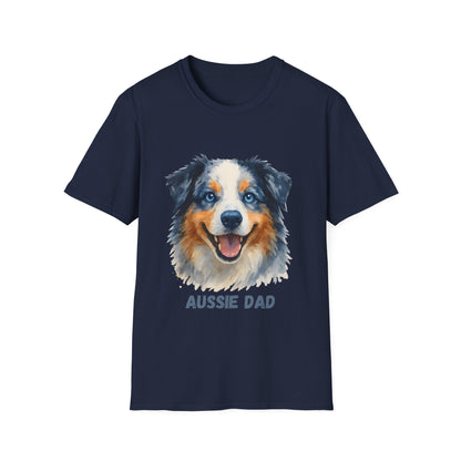 Aussie Dad Watercolor Australian Shepherd Unisex T-Shirt