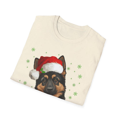 Merry Christmas Cute German Shepherd in Santa Hat Unisex T-Shirt