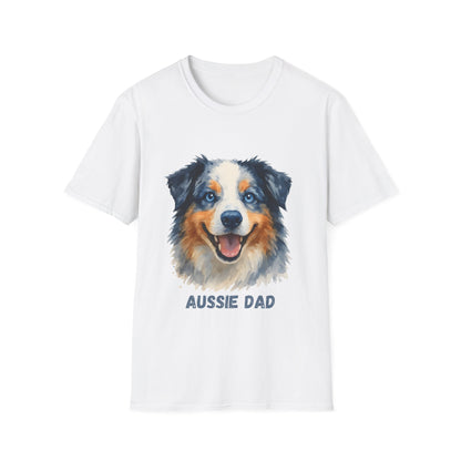 Aussie Dad Watercolor Australian Shepherd Unisex T-Shirt