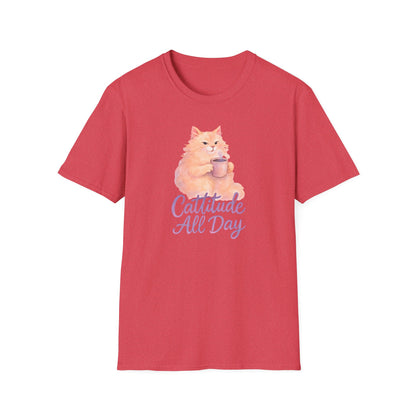 Cat with Coffee Cup T-Shirt