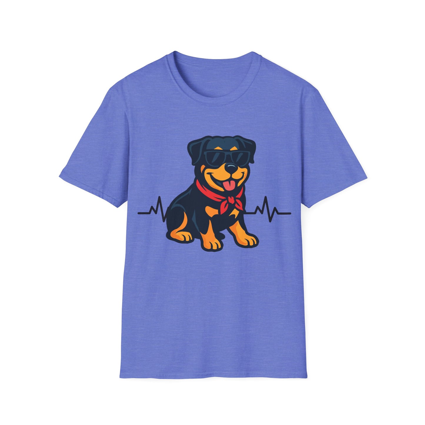 Rottweiler With Heartbeat And Cool Sunglasses Dog Unisex T-Shirt