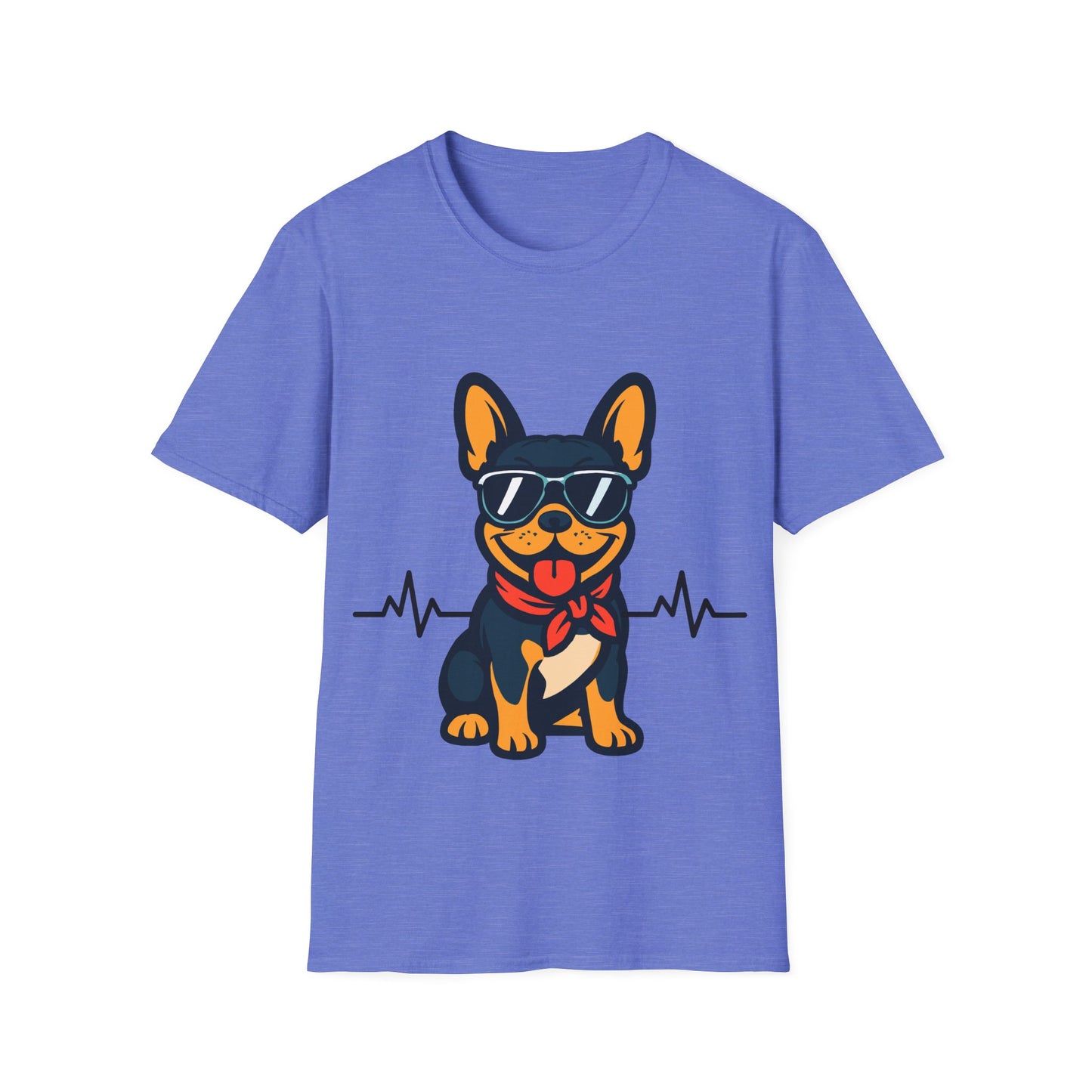 French Bulldog With Heartbeat And Cool Sunglasses Dog Unisex T-Shirt