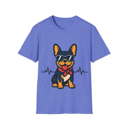 French Bulldog With Heartbeat And Cool Sunglasses Dog Unisex T-Shirt