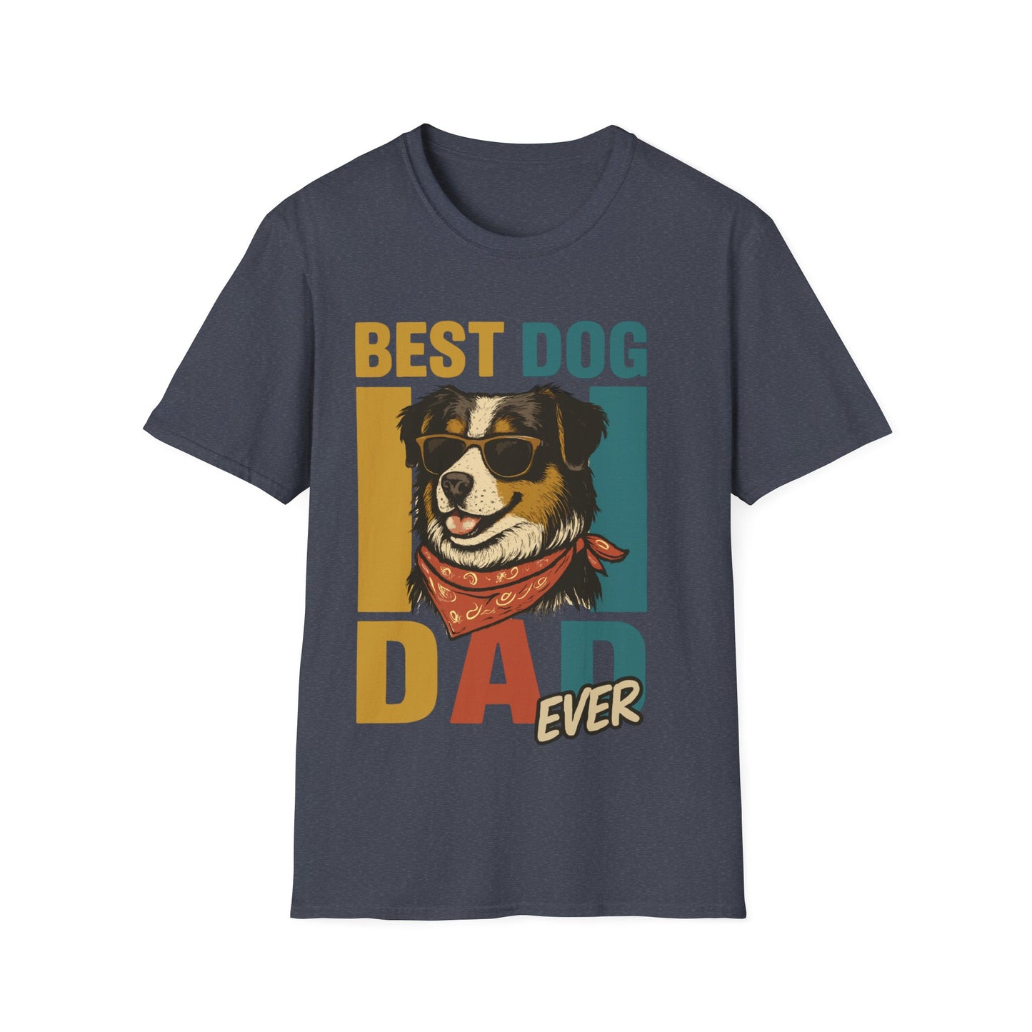 Australian Shepherd Best Dog Dad Ever With Retro Colors Unisex T-Shirt
