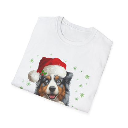 Christmas Aussie in Santa Hat Unisex T-Shirt