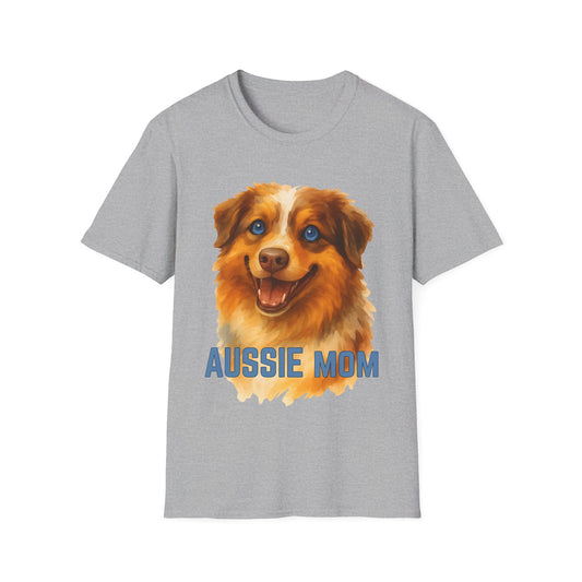Aussie Mom Red Merle Watercolor Australian Shepherd Design Unisex T-Shirt