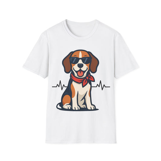 Beagle With Heartbeat And Cool Sunglasses Dog Unisex T-Shirt