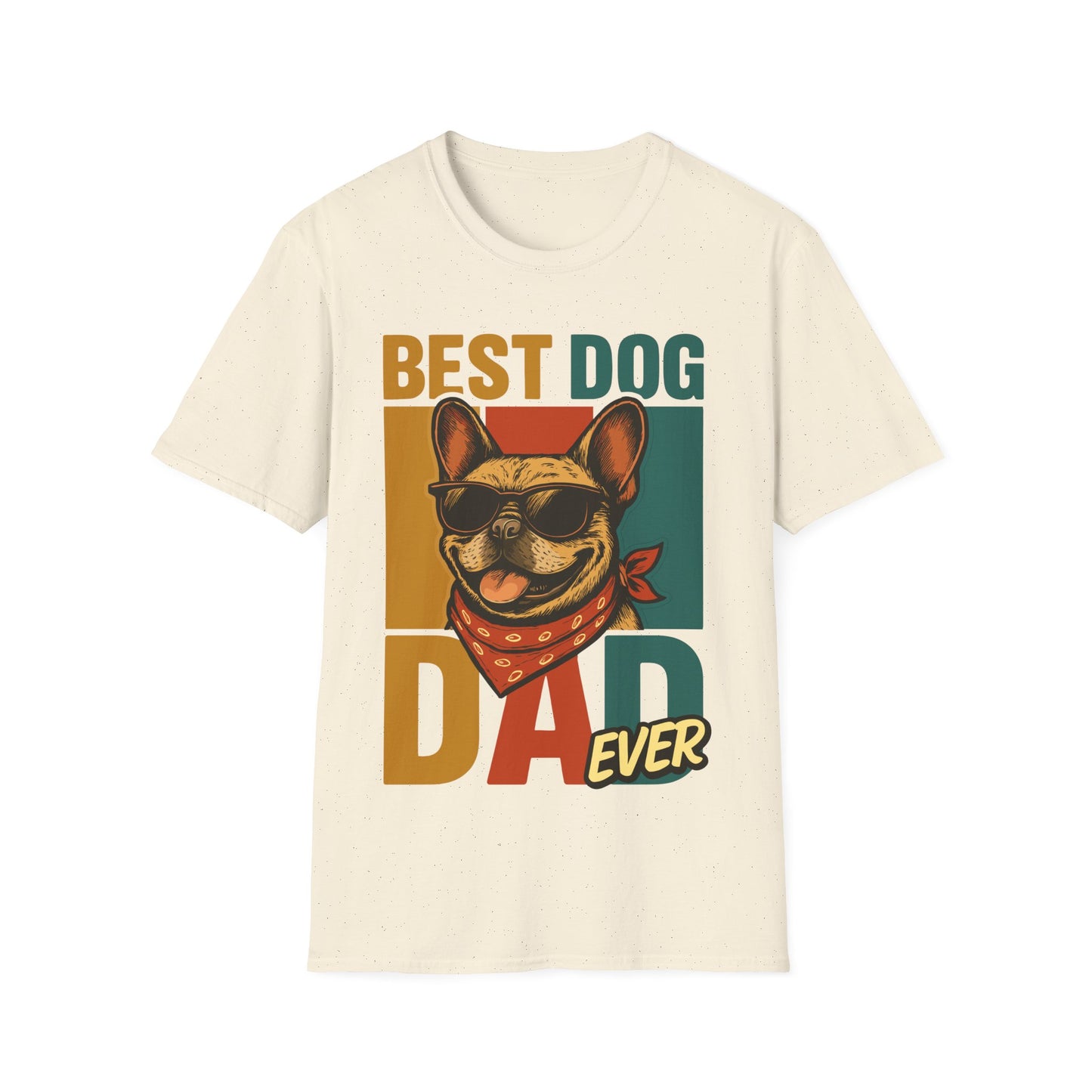 Best Dog Dad Ever French Bulldog With Retro Colors Unisex T-Shirt