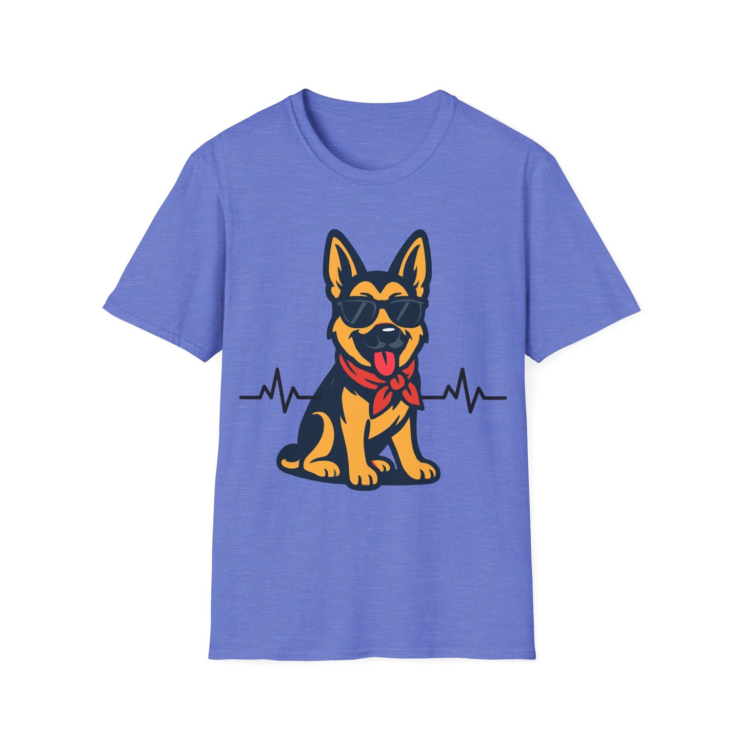 German Shepherd With Heartbeat And Cool Sunglasses Dog Unisex T-Shirt